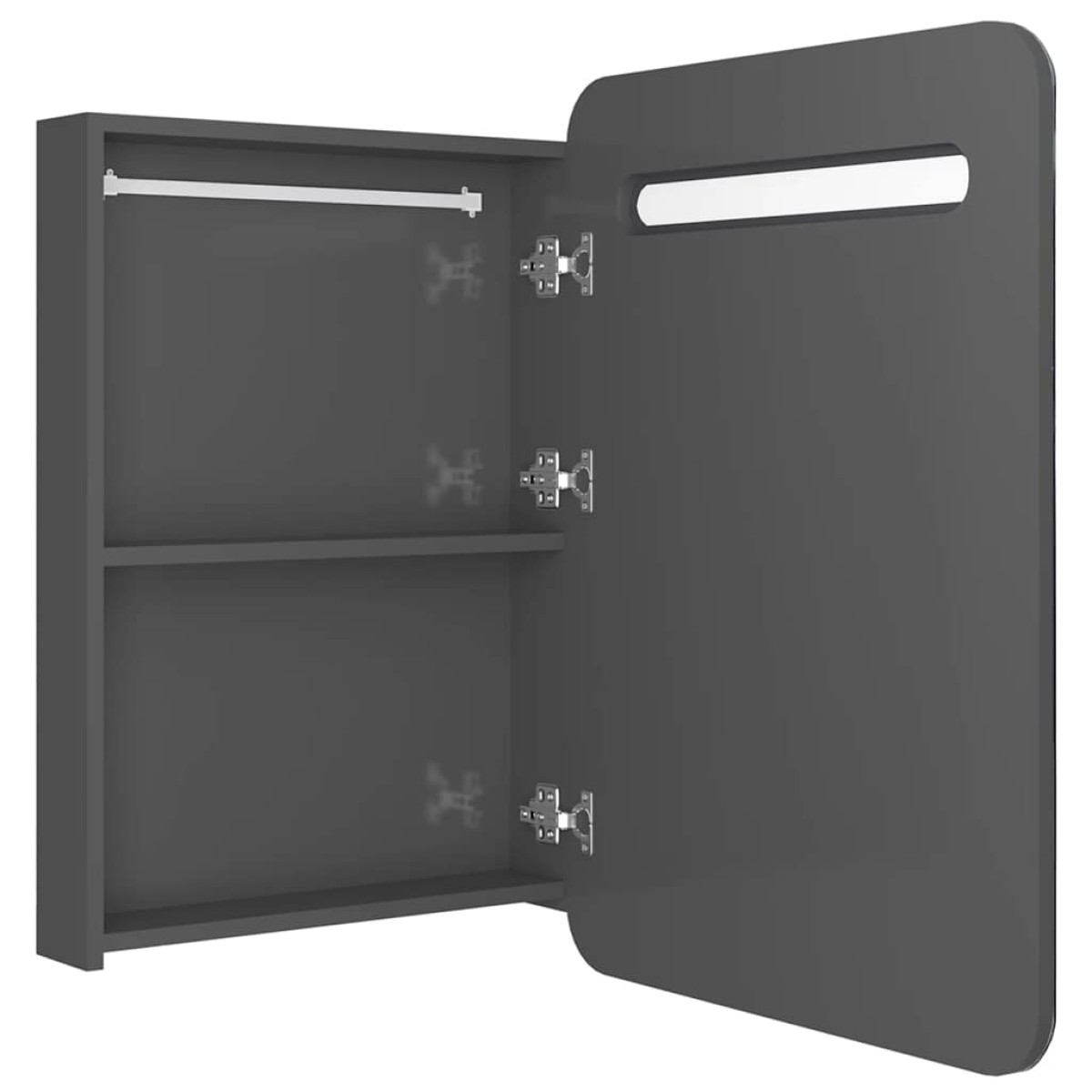vidaXL Ντουλάπι Μπάνιου με Καθρέφτη & LED Γυαλ. Γκρι 60 x 11 x 80 εκ.