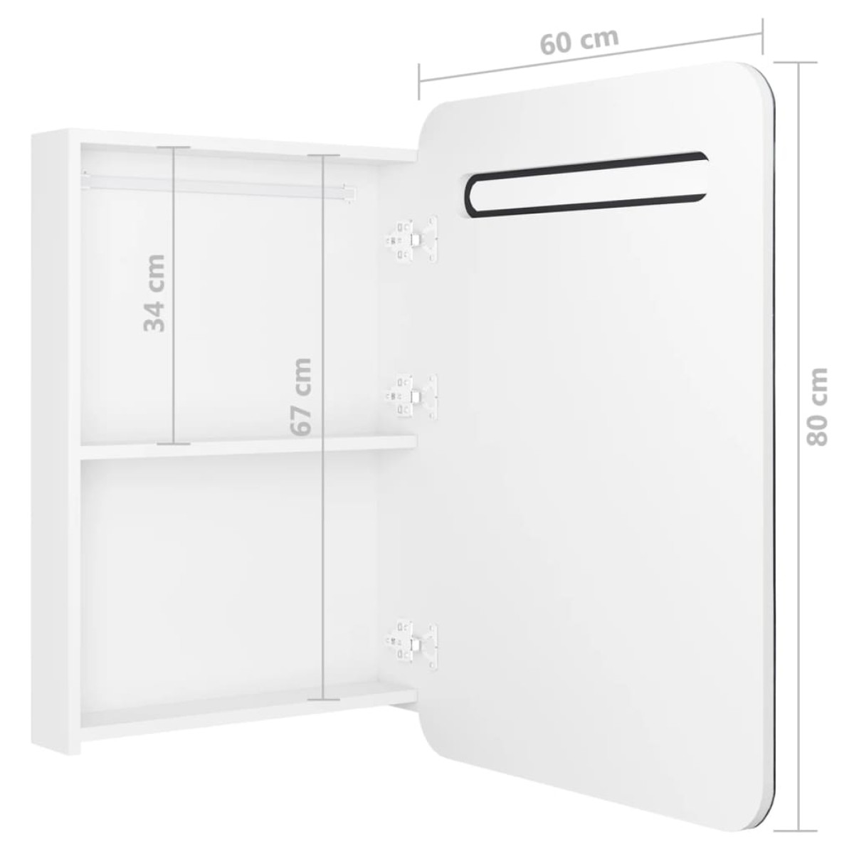 vidaXL Καθρέφτης Μπάνιου με Ντουλάπι & LED Λαμπερό Λευκό 60x11x80 εκ.