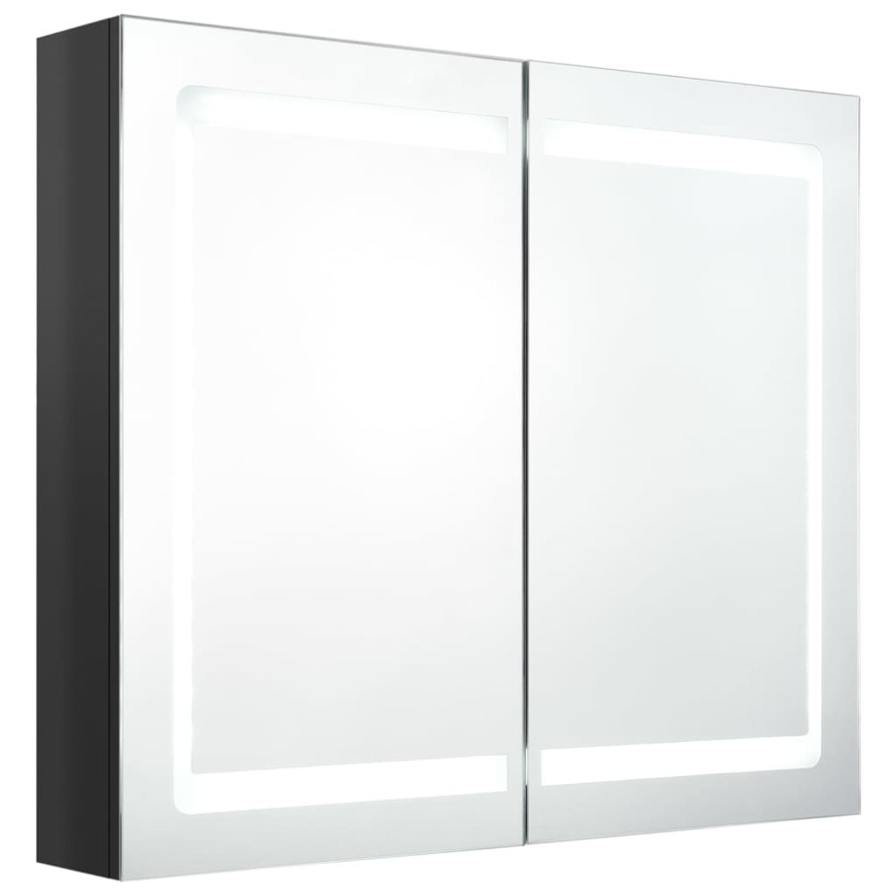 vidaXL Καθρέφτης Μπάνιου με Ντουλάπι & LED Λαμπερό Μαύρο 80x12x68 εκ.
