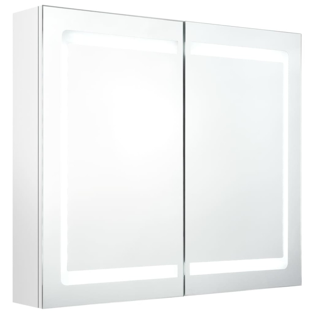 vidaXL Καθρέφτης Μπάνιου με Ντουλάπι & LED Λαμπερό Λευκό 80x12x68 εκ.