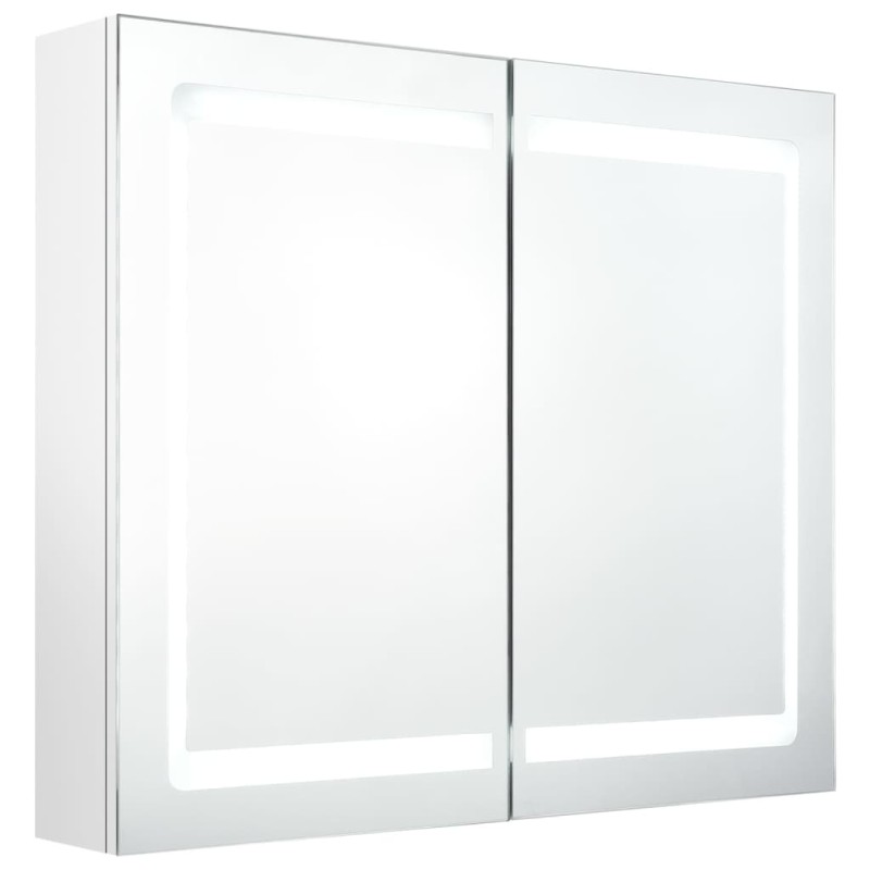 vidaXL Καθρέφτης Μπάνιου με Ντουλάπι & LED Λαμπερό Λευκό 80x12x68 εκ.