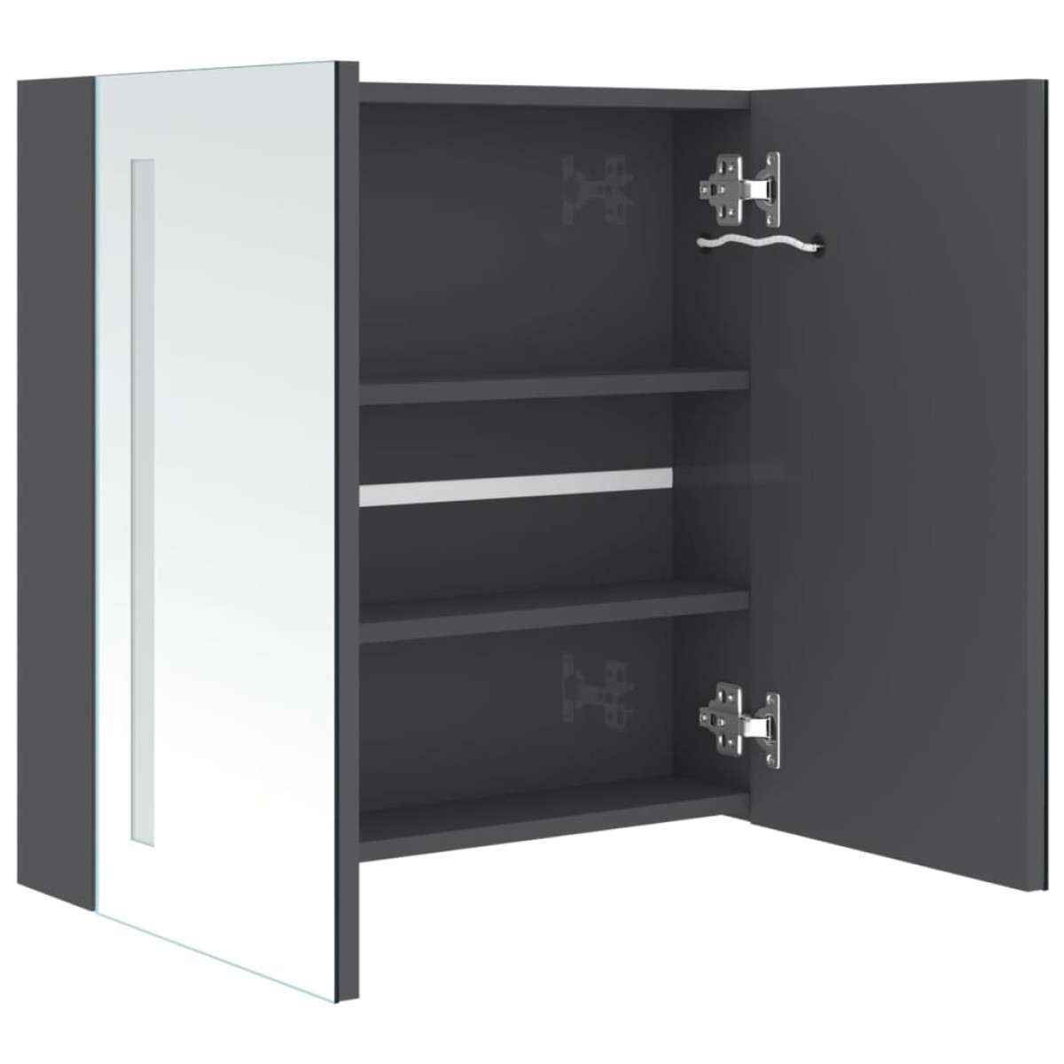 vidaXL Ντουλάπι Μπάνιου με Καθρέφτη & LED Γυαλ. Γκρι 62 x 14 x 60 εκ.