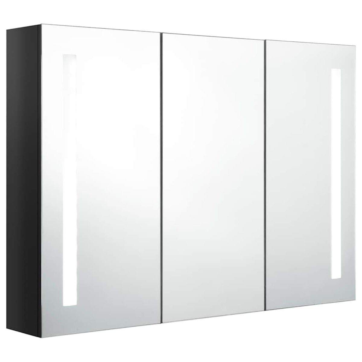 vidaXL Καθρέφτης Μπάνιου με Ντουλάπι & LED Γυαλ. Μαύρο 89x14x62 εκ.