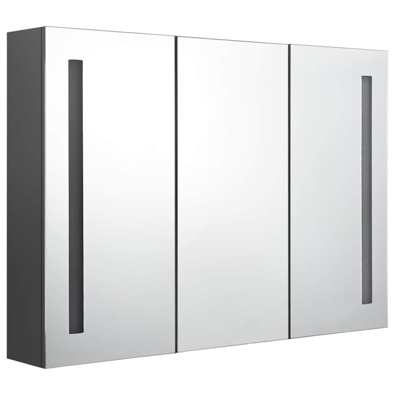 vidaXL Καθρέφτης Μπάνιου με Ντουλάπι & LED Γκρι 89 x 14 x 62 εκ.