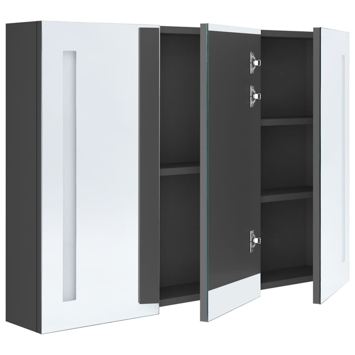 vidaXL Καθρέφτης Μπάνιου με Ντουλάπι & LED Γκρι 89 x 14 x 62 εκ.