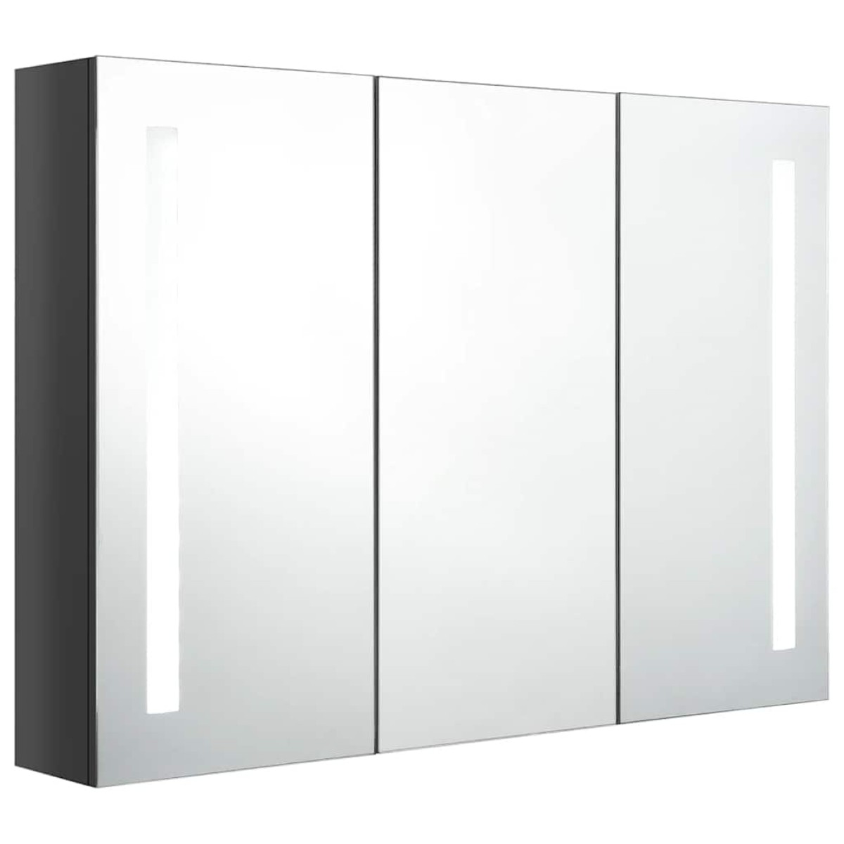 vidaXL Καθρέφτης Μπάνιου με Ντουλάπι & LED Γυαλ. Γκρι 89 x 14 x 62 εκ.