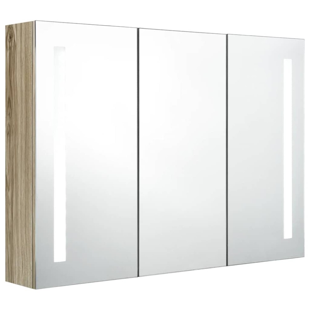 vidaXL Καθρέφτης Μπάνιου με Ντουλάπι & LED Δρυς 89 x 14 x 62 εκ.
