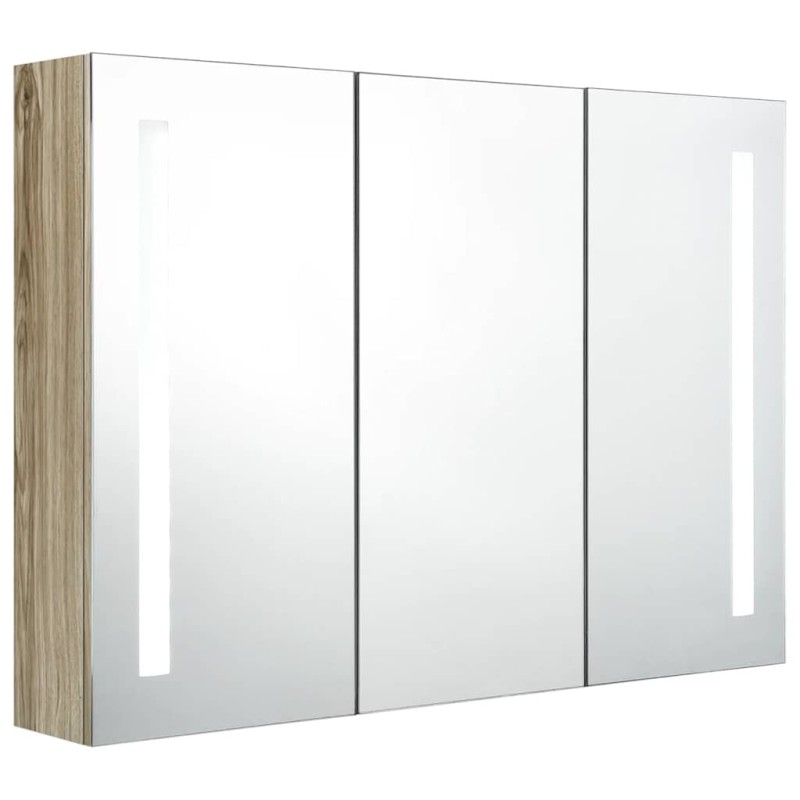 vidaXL Καθρέφτης Μπάνιου με Ντουλάπι & LED Δρυς 89 x 14 x 62 εκ.