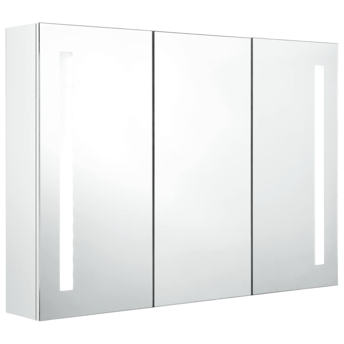 vidaXL Καθρέφτης Μπάνιου με Ντουλάπι & LED Γυαλ. Λευκό 89x14x62 εκ.