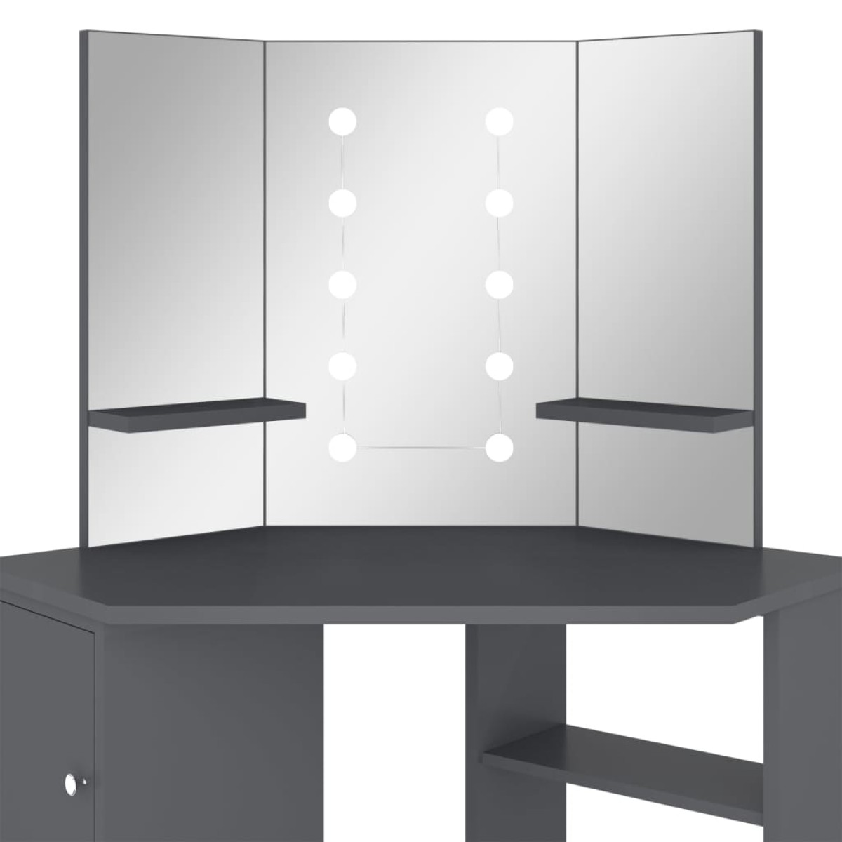 vidaXL Μπουντουάρ Γωνιακό με LED Γκρι 111 x 54 x 141,5 εκ.