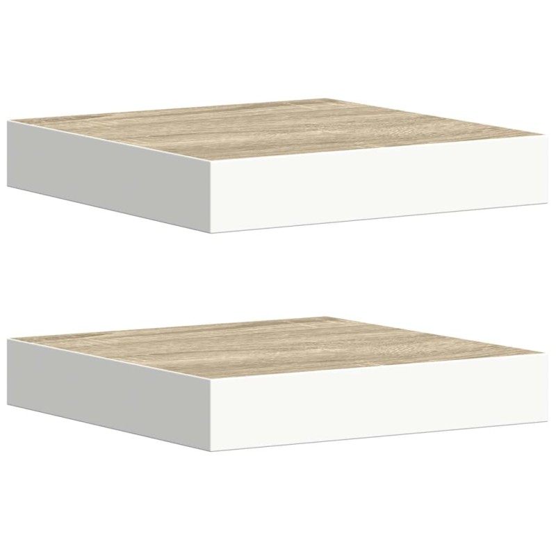 vidaXL Ράφια Τοίχου 2 τεμ. Δρυς και Άσπρο 23x23,5x3,8 εκ. MDF