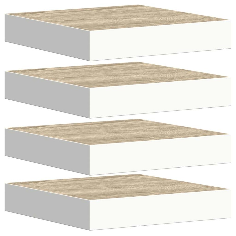 vidaXL Ράφια Τοίχου 4 τεμ. Δρυς και Άσπρο 23x23,5x3,8 εκ. MDF