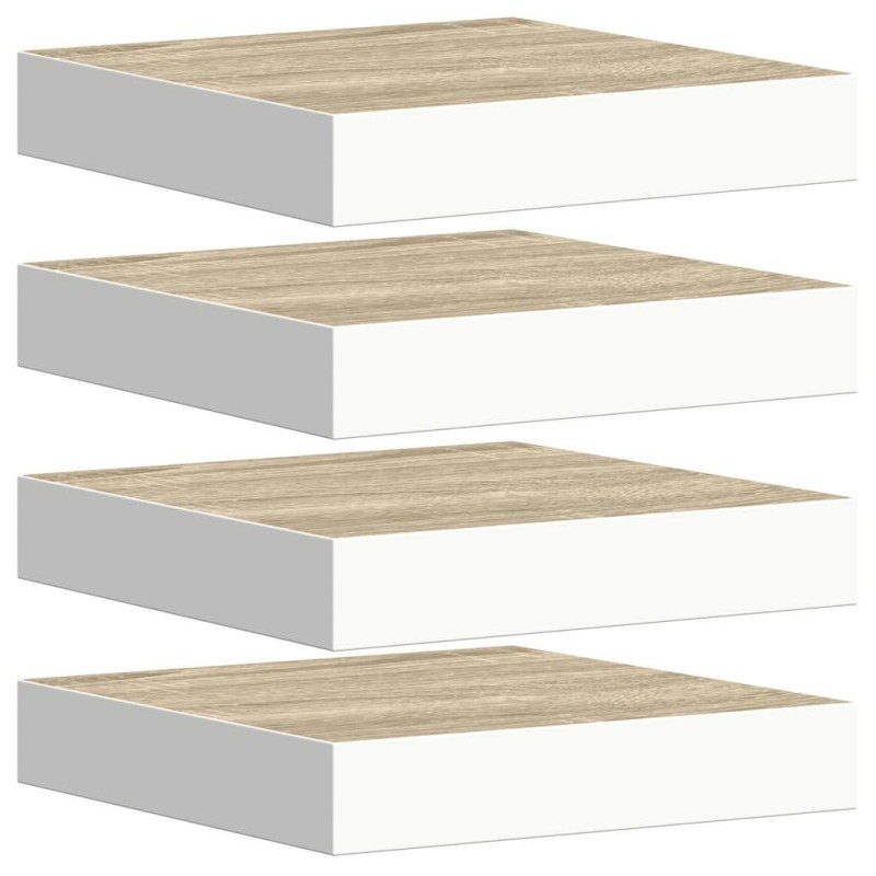 vidaXL Ράφια Τοίχου 4 τεμ. Δρυς και Άσπρο 23x23,5x3,8 εκ. MDF