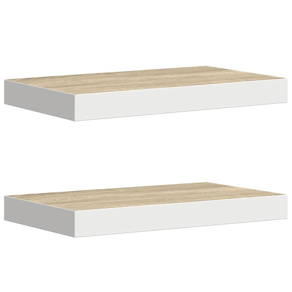 vidaXL Ράφια Τοίχου 2 τεμ. Δρυς/Άσπρο 40x23,5x3,8 εκ. MDF