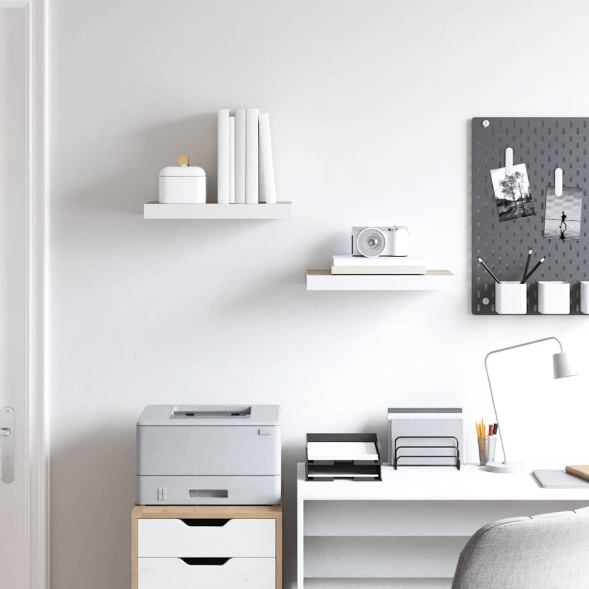 vidaXL Ράφια Τοίχου 2 τεμ. Δρυς/Άσπρο 40x23x3,8 εκ. MDF