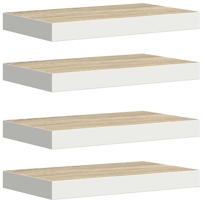vidaXL Ράφια Τοίχου 4 τεμ. Δρυς/Άσπρο 40x23,5x3,8 εκ. MDF
