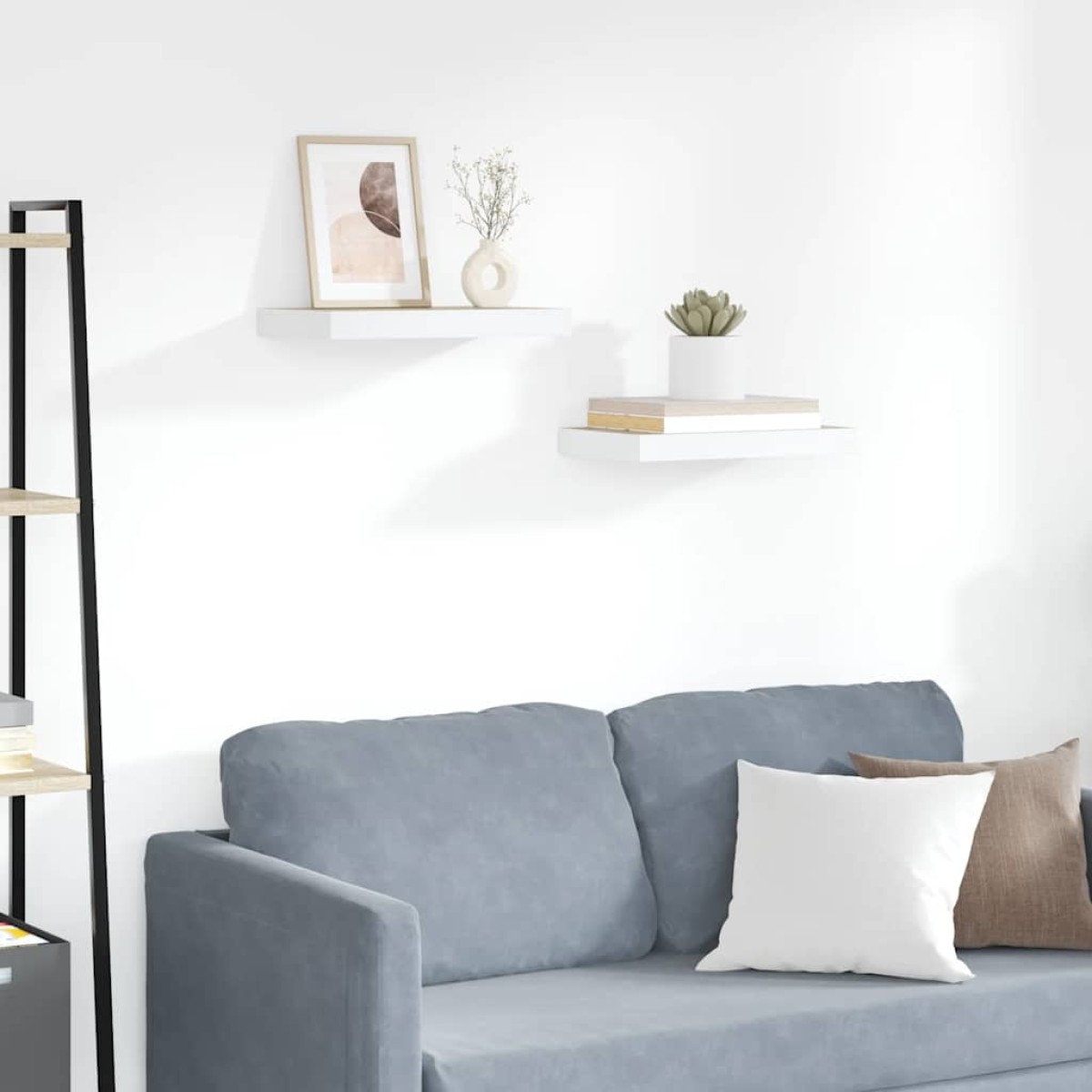 vidaXL Ράφια Τοίχου 2 τεμ. Δρυς/Άσπρο 50x23x3,8 εκ. MDF