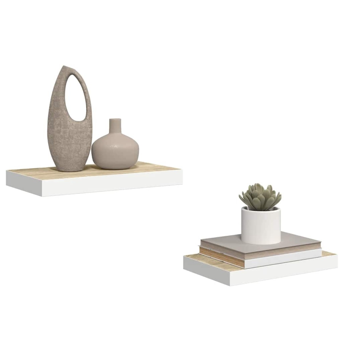 vidaXL Ράφια Τοίχου 2 τεμ. Δρυς/Άσπρο 50x23x3,8 εκ. MDF