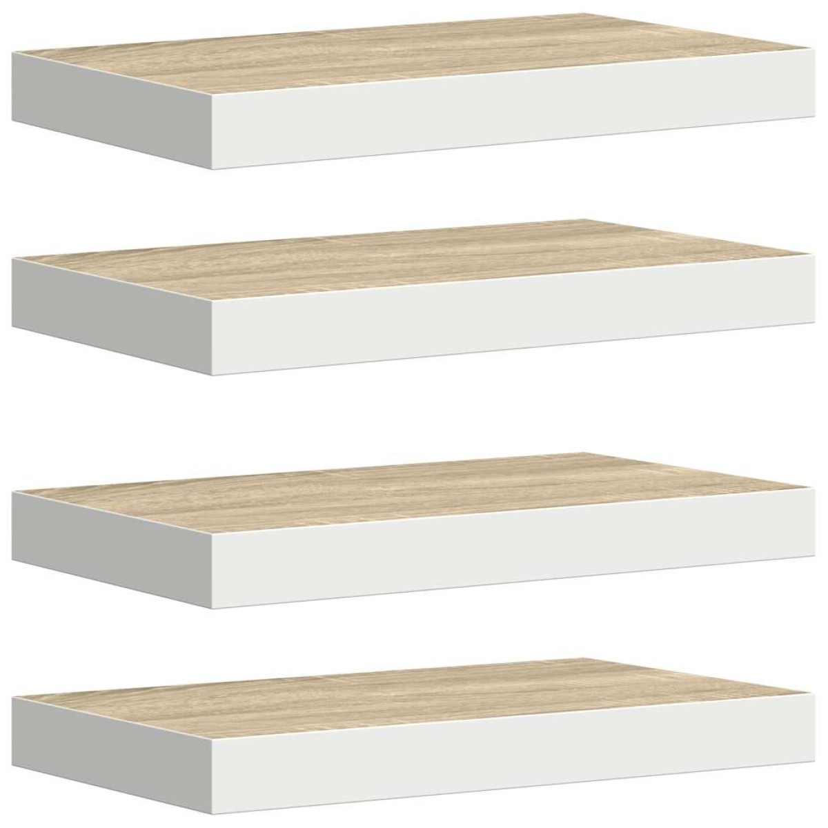 vidaXL Ράφια Τοίχου 4 τεμ. Δρυς/Άσπρο 50 x 23 x 3,8 εκ. MDF