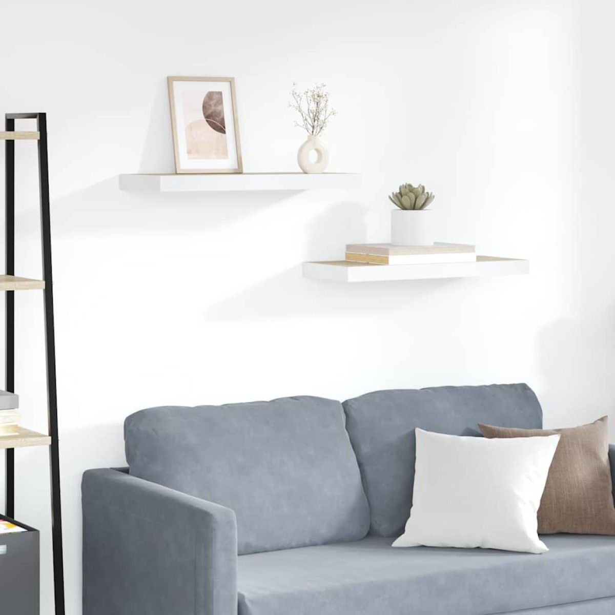 vidaXL Ράφια Τοίχου 2 τεμ. Δρυς/Άσπρο 60 x 23,5 x 3,8 εκ. MDF