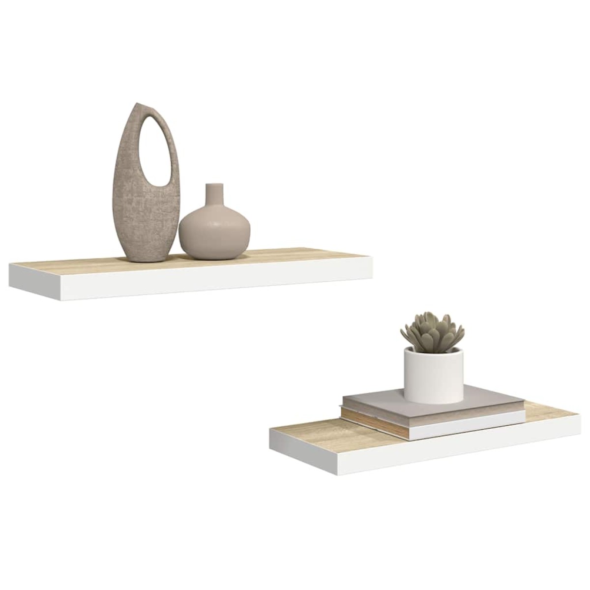 vidaXL Ράφια Τοίχου 2 τεμ. Δρυς/Άσπρο 60 x 23,5 x 3,8 εκ. MDF