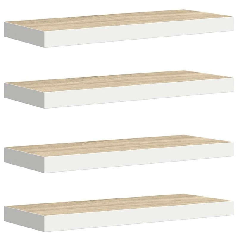 vidaXL Ράφια Τοίχου 4 τεμ. Δρυς/Άσπρο 60x23,5x3,8 εκ. MDF