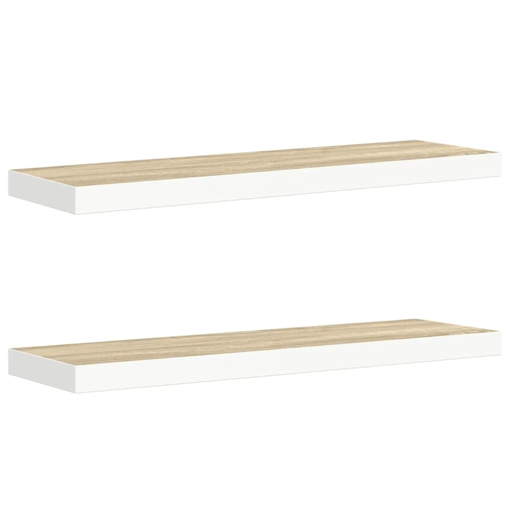 vidaXL Ράφια Τοίχου 2 τεμ. Δρυς/Λευκό 80x23,5x3,8 εκ. MDF