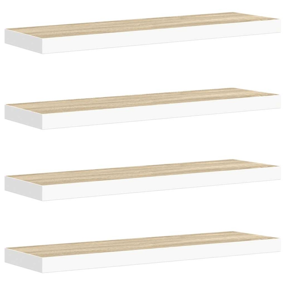 vidaXL Ράφια Τοίχου 4 τεμ. Δρυς/Λευκό 80x23,5x3,8 εκ. MDF