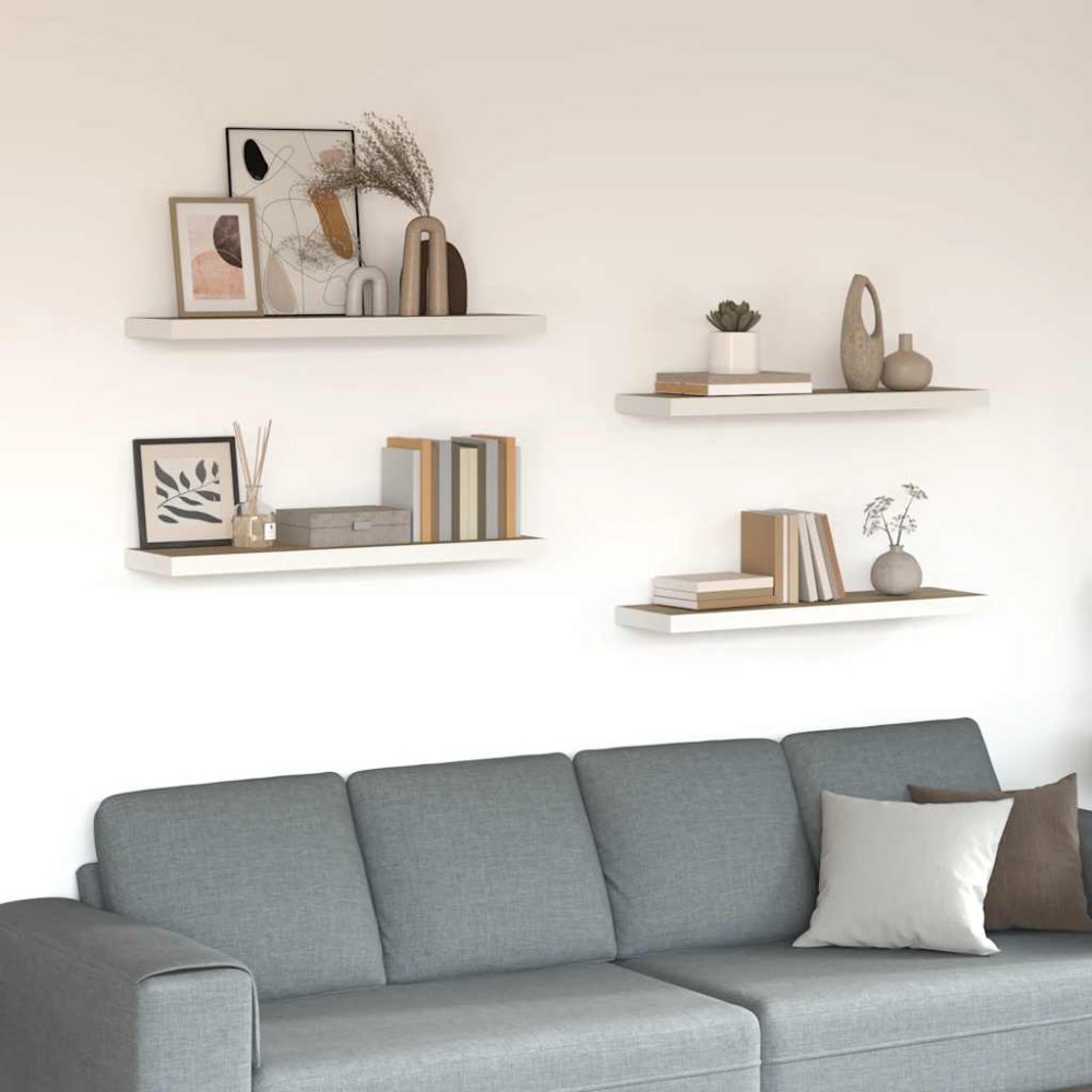 vidaXL Ράφια Τοίχου 4 τεμ. Δρυς / Λευκά 90 x 23,5 x 3,8 εκ. από MDF