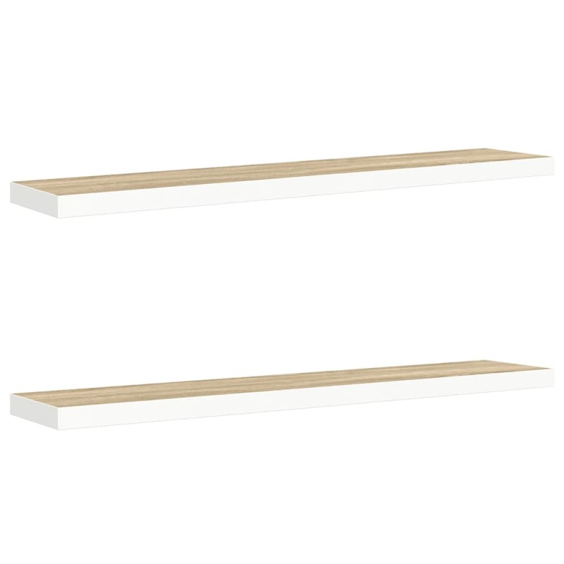 vidaXL Ράφια Τοίχου 2 τεμ. Δρυς/Λευκό 120x23,5x3,8 εκ. MDF