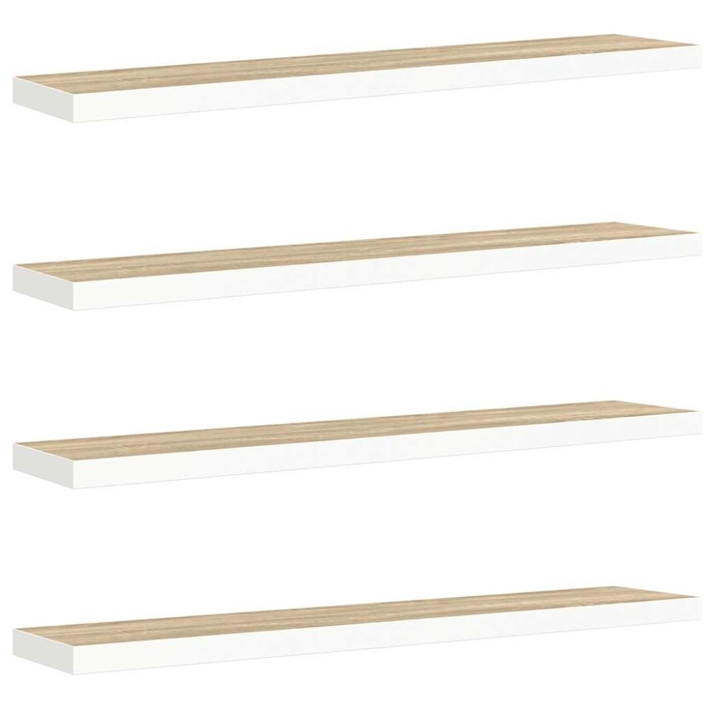 vidaXL Ράφια Τοίχου 4 τεμ. Δρυς/Λευκό 120x23,5x3,8 εκ. MDF