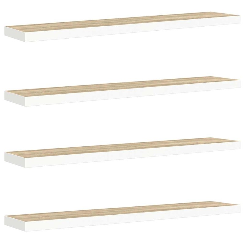 vidaXL Ράφια Τοίχου 4 τεμ. Δρυς/Λευκό 120x23,5x3,8 εκ. MDF