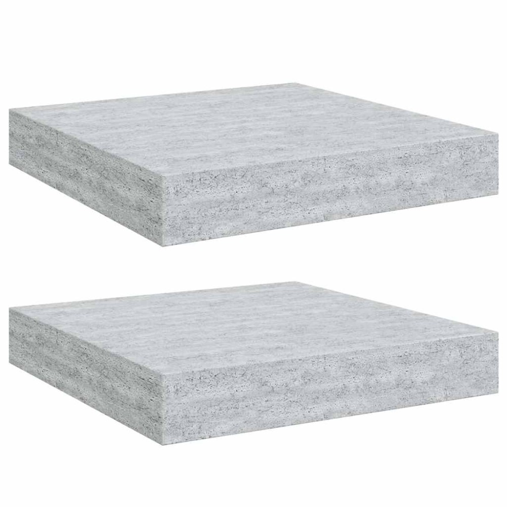 vidaXL Ράφια Τοίχου 2 τεμ. Γκρι Σκυροδέματος 23x23,5x3,8 εκ. MDF