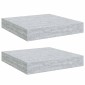 vidaXL Ράφια Τοίχου 2 τεμ. Γκρι Σκυροδέματος 23x23,5x3,8 εκ. MDF
