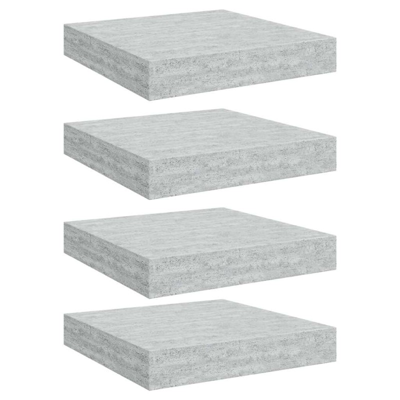 vidaXL Ράφια Τοίχου 4 τεμ. Γκρι Σκυροδέματος 23x23,5x3,8 εκ. MDF