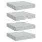 vidaXL Ράφια Τοίχου 4 τεμ. Γκρι Σκυροδέματος 23x23,5x3,8 εκ. MDF