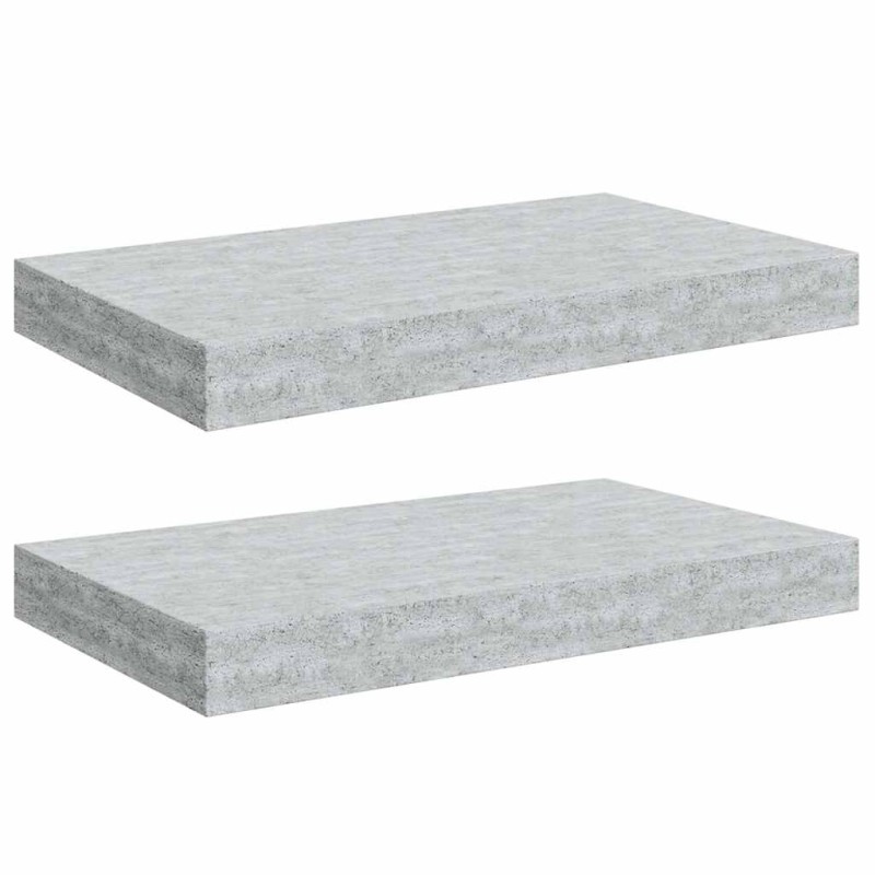 vidaXL Ράφια Τοίχου 2 τεμ. Γκρι Σκυροδέματος 40x23x3,8 εκ. MDF