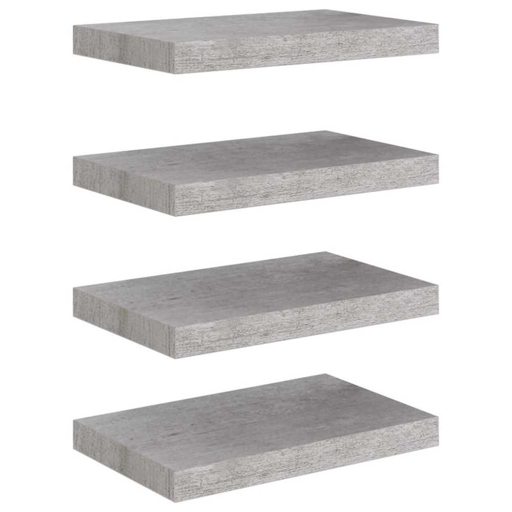 vidaXL Ράφια Τοίχου 4 τεμ. Γκρι Σκυροδέματος 40x23,5x3,8 εκ. MDF