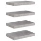 vidaXL Ράφια Τοίχου 4 τεμ. Γκρι Σκυροδέματος 40 x 23 x 3,8 εκ. MDF
