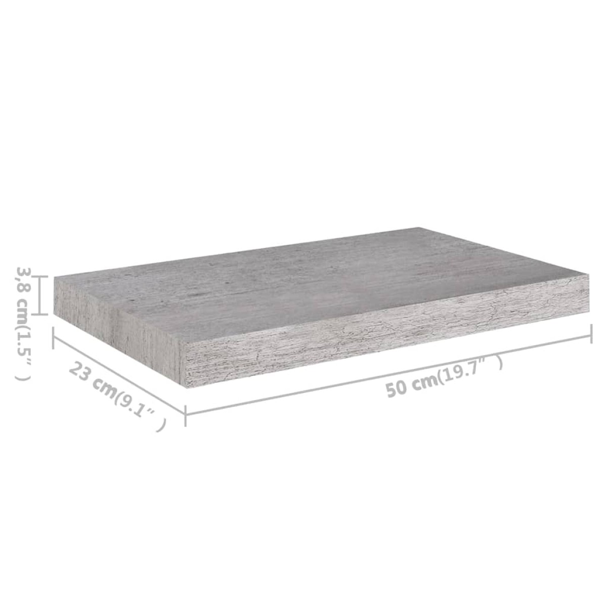 vidaXL Ράφι Τοίχου Γκρι Σκυροδέματος 50x23x3,8 εκ. από MDF