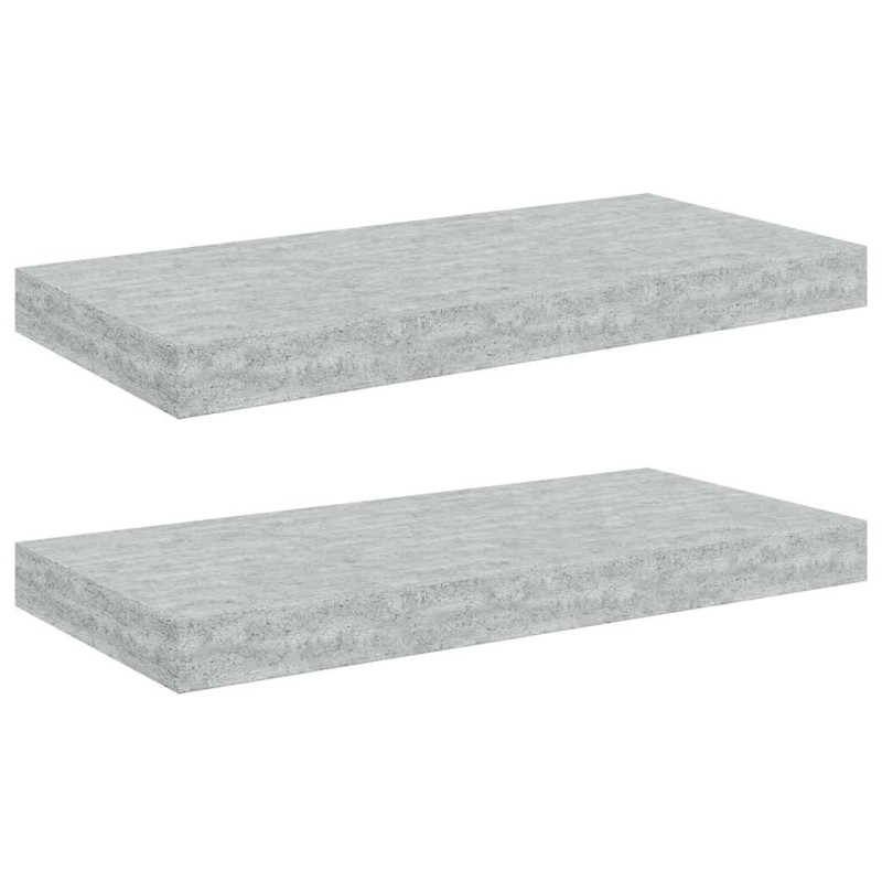 vidaXL Ράφια Τοίχου 2 τεμ. Γκρι Σκυροδέματος 50x23,5x3,8 εκ. MDF