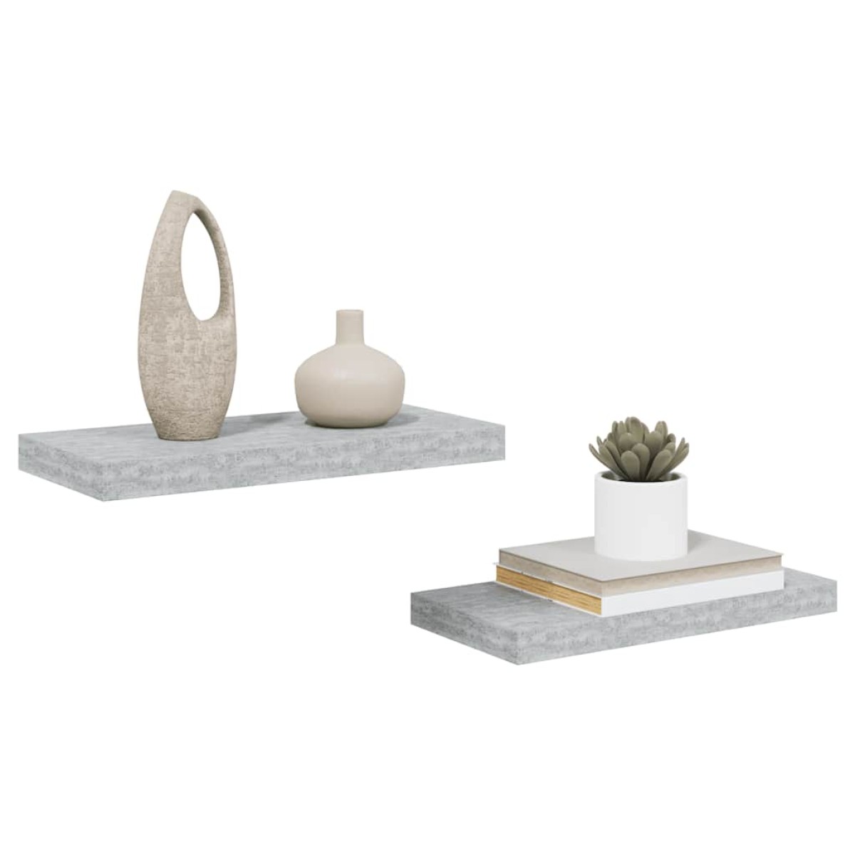 vidaXL Ράφια Τοίχου 2 τεμ. Γκρι Σκυροδέματος 50x23x3,8 εκ. MDF