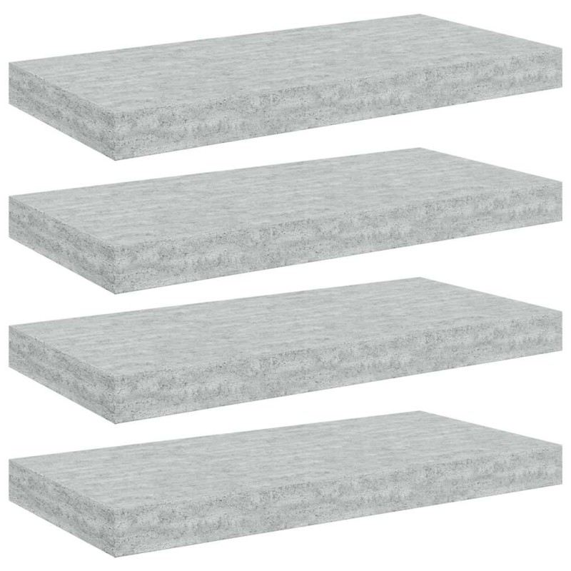 vidaXL Ράφια Τοίχου 4 τεμ. Γκρι Σκυροδέματος 50x23,5x3,8 εκ. MDF