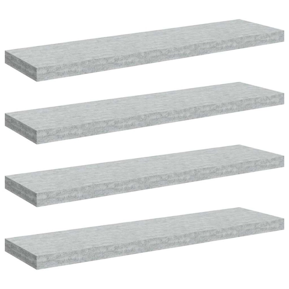 vidaXL Ράφια Τοίχου 4 τεμ. Γκρι Σκυροδέματος 90 x 23,5 x 3,8 εκ. MDF