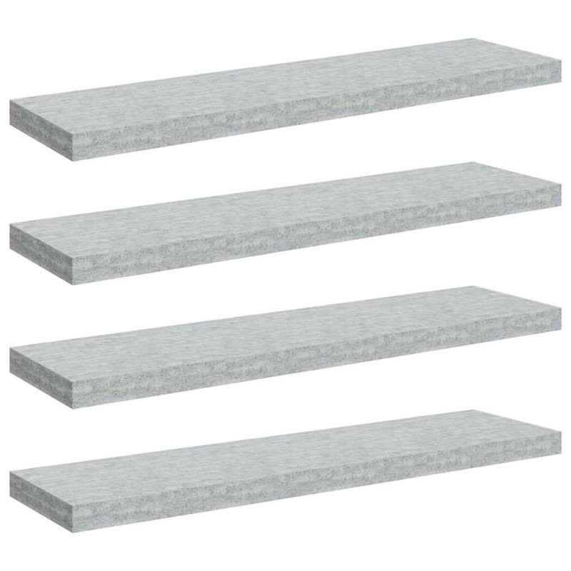 vidaXL Ράφια Τοίχου 4 τεμ. Γκρι Σκυροδέματος 90 x 23,5 x 3,8 εκ. MDF
