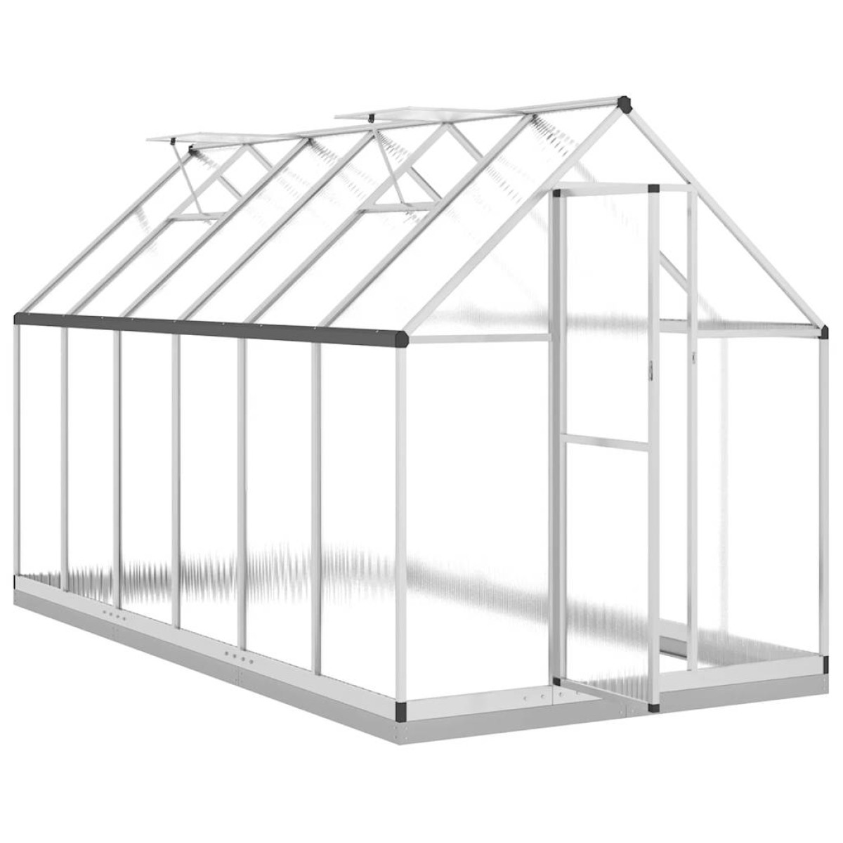 vidaXL Θερμοκήπιο με Πλαίσιο Βάσης Ασημί 334x169x202 εκ. Αλουμινίου
