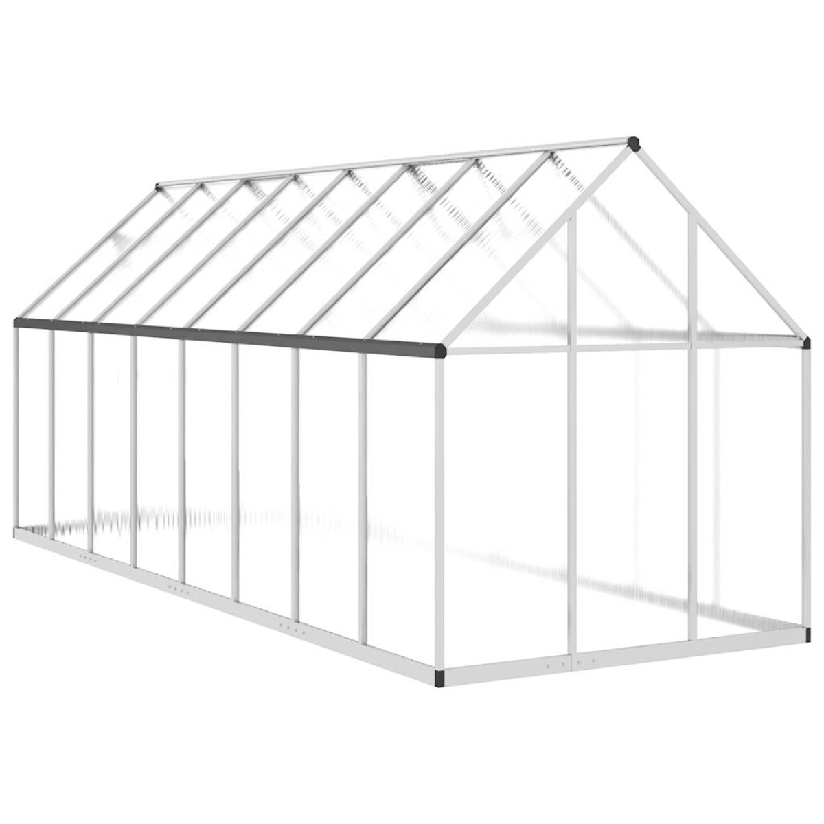 vidaXL Θερμοκήπιο με Πλαίσιο Βάσης Ασημί 445x169x195 εκ. Αλουμινίου