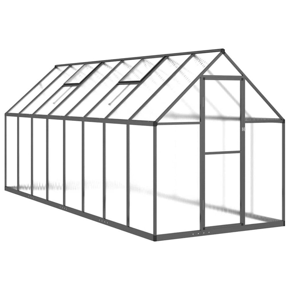 vidaXL Θερμοκήπιο με Πλαίσιο Βάσης Ανθρακί 445x169x195 εκ. Αλουμίνιο