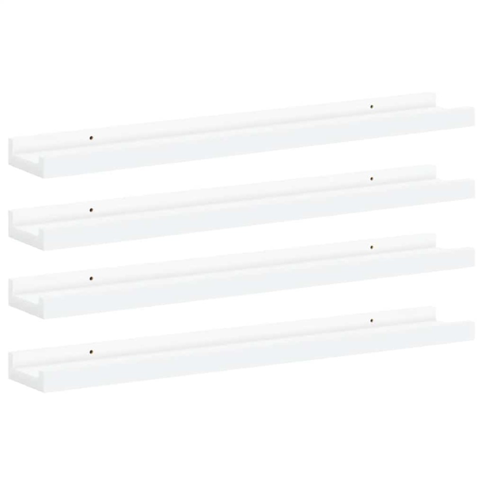 vidaXL Ράφια Τοίχου 4 τεμ. Γυαλιστερό Λευκό 60 x 9 x 3 εκ.Λευκά