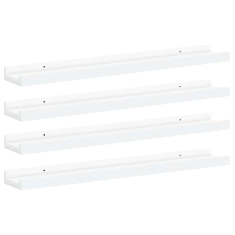 vidaXL Ράφια Τοίχου 4 τεμ. Γυαλιστερό Λευκό 60 x 9 x 3 εκ.Λευκά